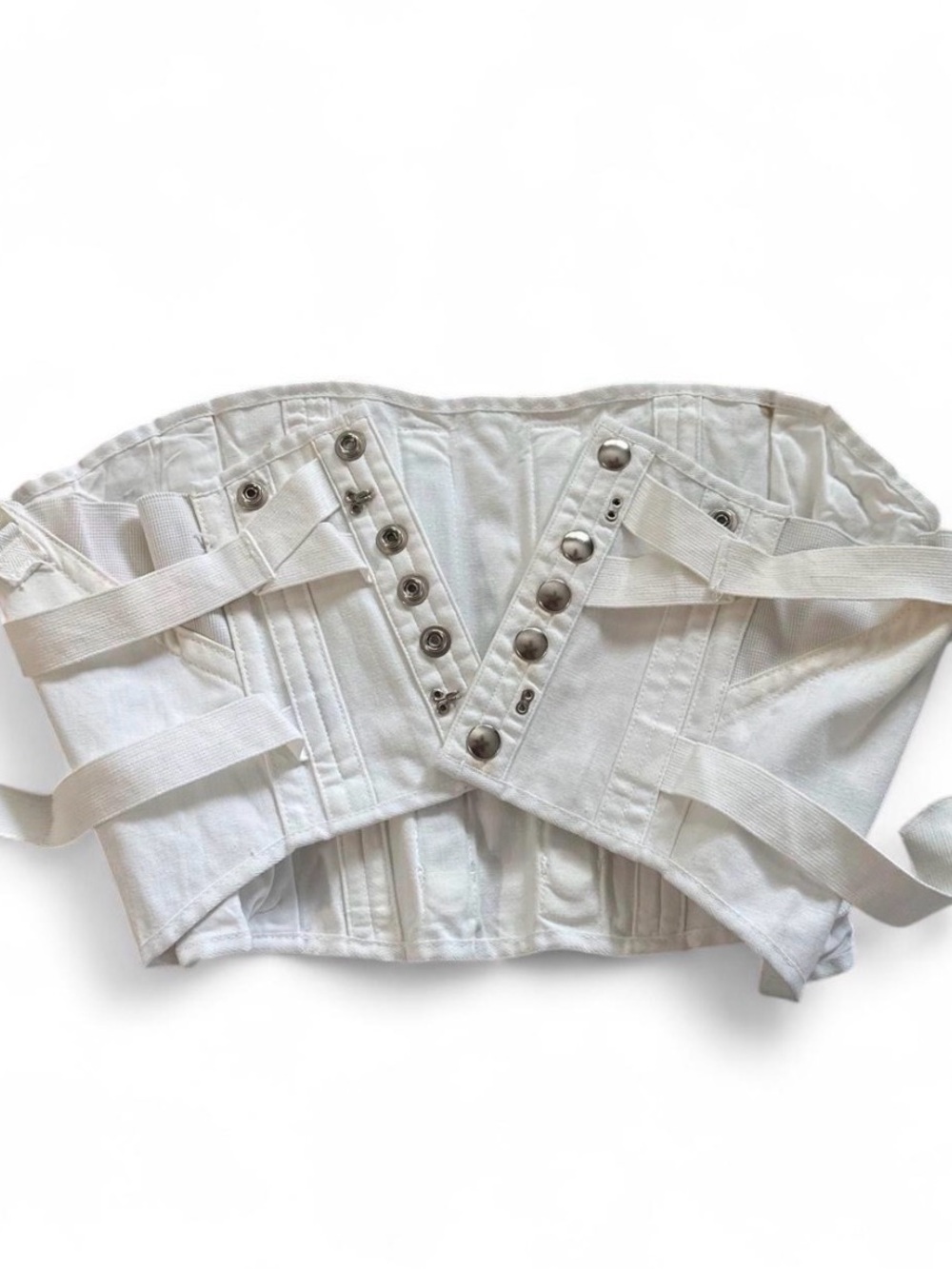 Vintage White Structured Corset-Style Waist Back Brace Accessory
